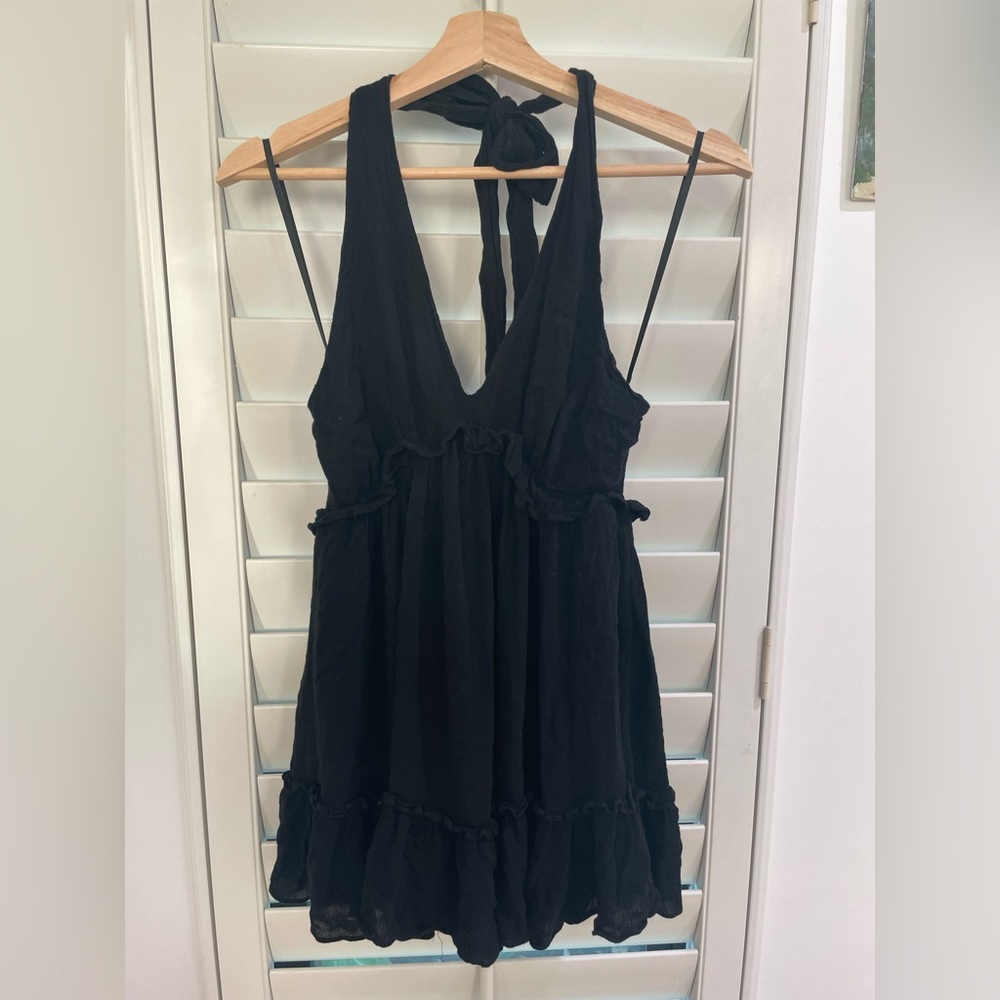 NEW Black Halter Romper with ruffles